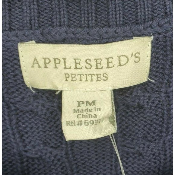 Appleseeds Petites Blue Petite Medium Button Up Sweater With Blue Gem Buttons - Picture 6 of 10